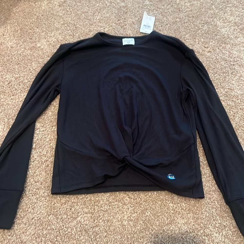 Black Long Sleeve Abercrombie Knot Front Shirt